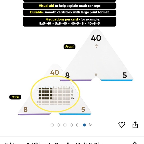 Triangle Math Flashcards Set - Purple and Blue - Picture 6 of 6